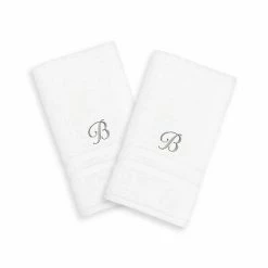 Linum Home Textiles Silver-Tone Denzi Single Letter Script 2-pack Monogram Hand Towel -Linum Home Textiles store unnamed file 1005
