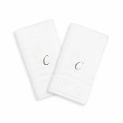 Linum Home Textiles Silver-Tone Denzi Single Letter Script 2-pack Monogram Hand Towel -Linum Home Textiles store unnamed file 1006
