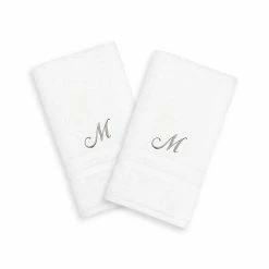Linum Home Textiles Silver-Tone Denzi Single Letter Script 2-pack Monogram Hand Towel -Linum Home Textiles store unnamed file 1009