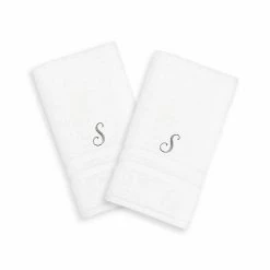 Linum Home Textiles Silver-Tone Denzi Single Letter Script 2-pack Monogram Hand Towel -Linum Home Textiles store unnamed file 1010