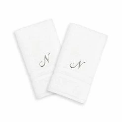 Linum Home Textiles Silver-Tone Denzi Single Letter Script 2-pack Monogram Hand Towel -Linum Home Textiles store unnamed file 1013