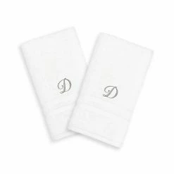 Linum Home Textiles Silver-Tone Denzi Single Letter Script 2-pack Monogram Hand Towel -Linum Home Textiles store unnamed file 1015