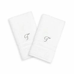 Linum Home Textiles Silver-Tone Denzi Single Letter Script 2-pack Monogram Hand Towel -Linum Home Textiles store unnamed file 1017