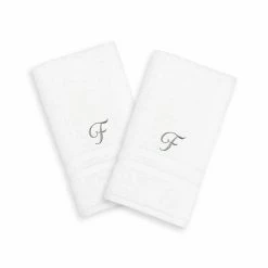 Linum Home Textiles Silver-Tone Denzi Single Letter Script 2-pack Monogram Hand Towel -Linum Home Textiles store unnamed file 1018