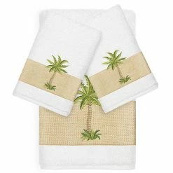 Linum Home Textiles 3-piece Colton Embellished Bath Towel Set Cream