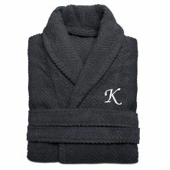 Linum Home Textiles Turkish Cotton Personalized Herringbone Weave Bathrobe