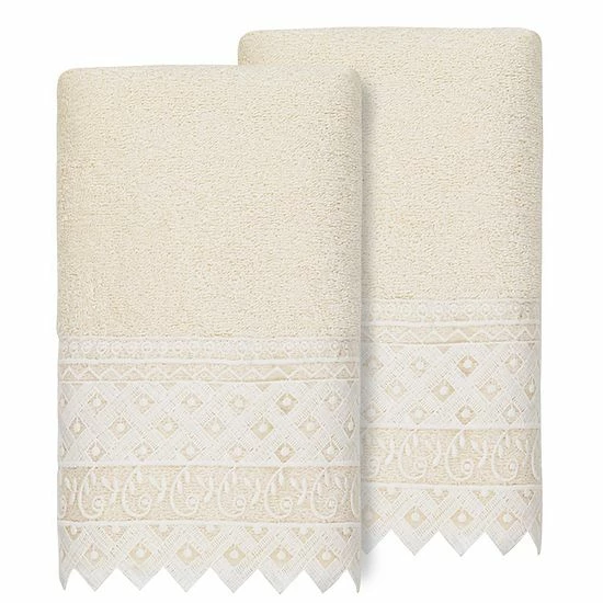 Linum Home Textiles Turkish Cotton Aiden 2-piece White Lace Embellished Hand Towel Set Linum Home Textiles Turkish Cotton Aiden 2-piece White Lace Embellished Hand Towel Set -Linum Home Textiles store unnamed file 1167