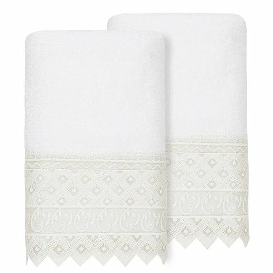 Linum Home Textiles Turkish Cotton Aiden 2-piece White Lace Embellished Hand Towel Set Linum Home Textiles Turkish Cotton Aiden 2-piece White Lace Embellished Hand Towel Set -Linum Home Textiles store unnamed file 1168