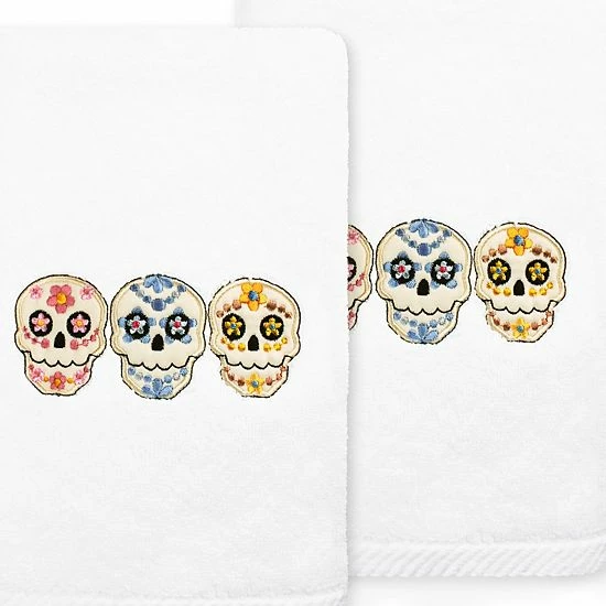 Linum Home Textiles Skulls Embroidered Luxury Turkish Cotton 2-pack Hand Towel Set Sand Linum Home Textiles Skulls Embroidered Luxury Turkish Cotton 2-pack Hand Towel Set Sand -Linum Home Textiles store unnamed file 1192