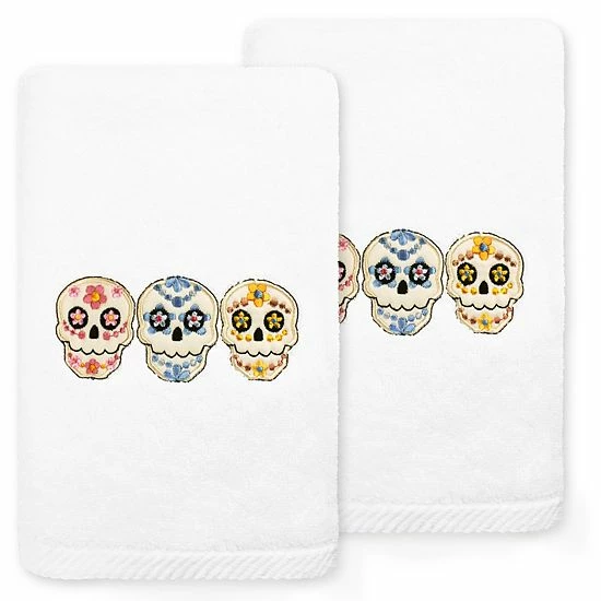 Linum Home Textiles Skulls Embroidered Luxury Turkish Cotton 2-pack Hand Towel Set Sand Linum Home Textiles Skulls Embroidered Luxury Turkish Cotton 2-pack Hand Towel Set Sand -Linum Home Textiles store unnamed file 1194
