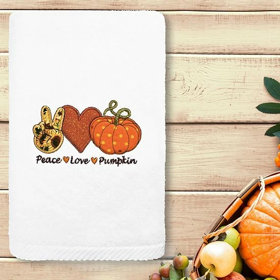 Linum Home Textiles Peace, Love, Pumpkin Embroidered Luxury Turkish Cotton Hand Towel White Linum Home Textiles Peace, Love, Pumpkin Embroidered Luxury Turkish Cotton Hand Towel White -Linum Home Textiles store unnamed file 1205