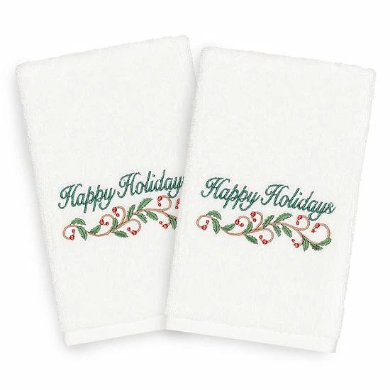 Linum Home Textiles Christmas 2-pack Happy Holidays Embroidered Luxury Turkish Cotton Hand Towels White Linum Home Textiles Christmas 2-pack Happy Holidays Embroidered Luxury Turkish Cotton Hand Towels White -Linum Home Textiles store unnamed file 1297