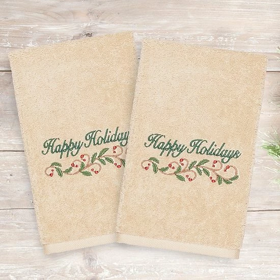 Linum Home Textiles Christmas 2-pack Happy Holidays Embroidered Luxury Turkish Cotton Hand Towels White Linum Home Textiles Christmas 2-pack Happy Holidays Embroidered Luxury Turkish Cotton Hand Towels White -Linum Home Textiles store unnamed file 1298