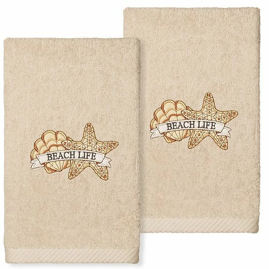 Linum Home Textiles Turkish Cotton Beach Life Embroidered 2-pack Hand Towel Set Sand Linum Home Textiles Turkish Cotton Beach Life Embroidered 2-pack Hand Towel Set Sand -Linum Home Textiles store unnamed file 1308