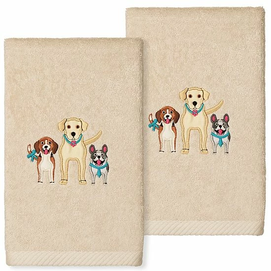 Linum Home Textiles Turkish Cotton Dogs Embroidered 2-pack Hand Towel Set Sand Linum Home Textiles Turkish Cotton Dogs Embroidered 2-pack Hand Towel Set Sand -Linum Home Textiles store unnamed file 1314