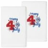 Linum Home Textiles Turkish Cotton 4TH Of July Embroidered 2-pack Hand Towel Set White
