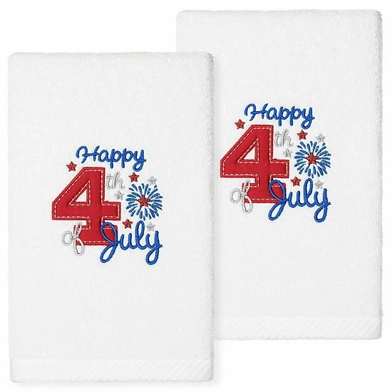 Linum Home Textiles Turkish Cotton 4TH Of July Embroidered 2-pack Hand Towel Set White Linum Home Textiles Turkish Cotton 4TH Of July Embroidered 2-pack Hand Towel Set White -Linum Home Textiles store unnamed file 1315