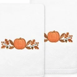 Linum Home Textiles Harvest Bounty Embroidered Luxury Turkish Cotton 2-pack Hand Towel Set White 2 Linum Home Textiles Harvest Bounty Embroidered Luxury Turkish Cotton 2-pack Hand Towel Set White -Linum Home Textiles store unnamed file 1341