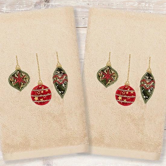 Linum Home Textiles Christmas 2-pack Ornaments Embroidered Luxury Turkish Cotton Hand Towels White Linum Home Textiles Christmas 2-pack Ornaments Embroidered Luxury Turkish Cotton Hand Towels White -Linum Home Textiles store unnamed file 1352