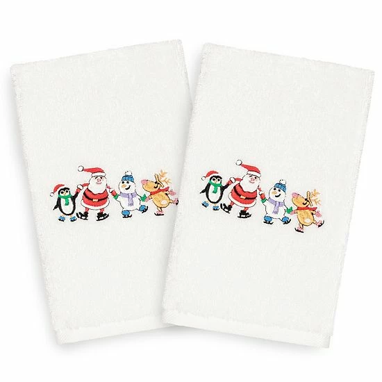 Linum Home Textiles 2-pack Christmas Skating Party Embroidered Hand Towel Set White Linum Home Textiles 2-pack Christmas Skating Party Embroidered Hand Towel Set White -Linum Home Textiles store unnamed file 1370