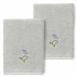 Linum Home Textiles Turkish Cotton Rebecca 2-pack Embellished Washcloth Set Light Gray