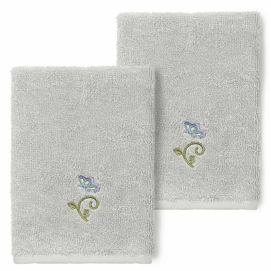 Linum Home Textiles Turkish Cotton Rebecca 2-pack Embellished Washcloth Set Light Gray 1 Linum Home Textiles Turkish Cotton Rebecca 2-pack Embellished Washcloth Set Light Gray