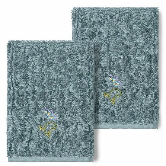 Linum Home Textiles Turkish Cotton Rebecca 2-pack Embellished Washcloth Set Light Gray 5 Linum Home Textiles Turkish Cotton Rebecca 2-pack Embellished Washcloth Set Light Gray - Image 5