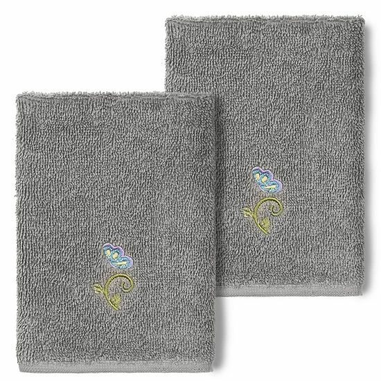 Linum Home Textiles Turkish Cotton Rebecca 2-pack Embellished Washcloth Set Light Gray 9 Linum Home Textiles Turkish Cotton Rebecca 2-pack Embellished Washcloth Set Light Gray - Image 9
