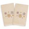 Linum Home Textiles 2-pack Christmas Snowfall Embroidered Hand Towel Set Sand