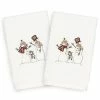 Linum Home Textiles 2-pack Christmas Snow Family Embroidered Hand Towel Set Sand