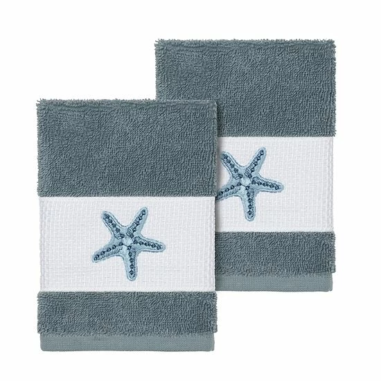 Linum Home Textiles Lydia Embellished Washcloth Set Cream 6 Linum Home Textiles Lydia Embellished Washcloth Set Cream - Image 6