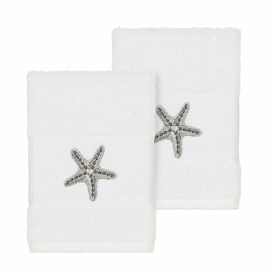 Linum Home Textiles Lydia Embellished Washcloth Set Cream 8 Linum Home Textiles Lydia Embellished Washcloth Set Cream - Image 8