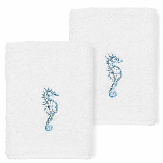 Linum Home Textiles Turkish Cotton Sofia 2-pack Embellished Washcloth Set White Blue Linum Home Textiles Turkish Cotton Sofia 2-pack Embellished Washcloth Set White Blue -Linum Home Textiles store unnamed file 1452