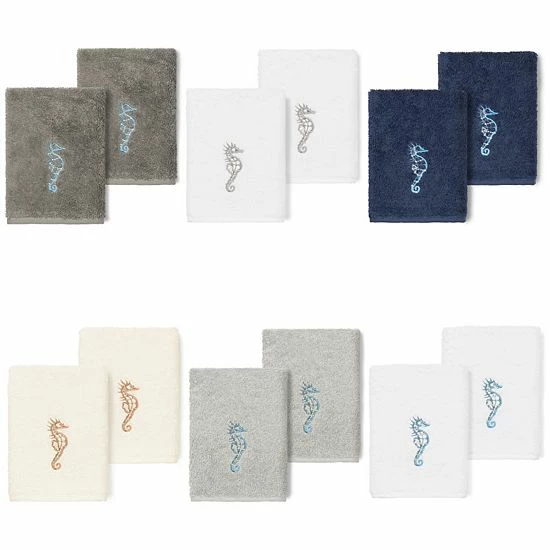Linum Home Textiles Turkish Cotton Sofia 2-pack Embellished Washcloth Set White Blue Linum Home Textiles Turkish Cotton Sofia 2-pack Embellished Washcloth Set White Blue -Linum Home Textiles store unnamed file 1454