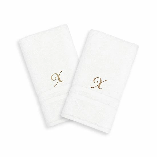 Linum Home Textiles Gold-Tone Script Denzi Single Letter 2-pack Monogram Hand Towel 2 Linum Home Textiles Gold-Tone Script Denzi Single Letter 2-pack Monogram Hand Towel - Image 2