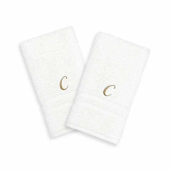 Linum Home Textiles Gold-Tone Script Denzi Single Letter 2-pack Monogram Hand Towel 4 Linum Home Textiles Gold-Tone Script Denzi Single Letter 2-pack Monogram Hand Towel - Image 4