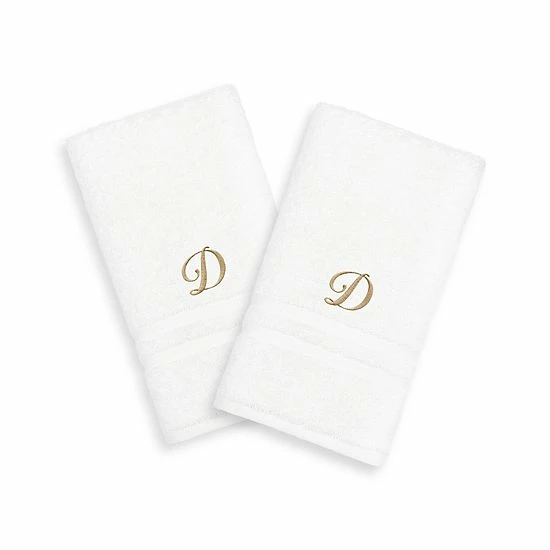 Linum Home Textiles Gold-Tone Script Denzi Single Letter 2-pack Monogram Hand Towel 5 Linum Home Textiles Gold-Tone Script Denzi Single Letter 2-pack Monogram Hand Towel - Image 5
