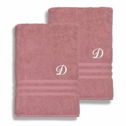 Linum Home Textiles Turkish Cotton Denzi 2-piece Personalized Bath Sheet Set