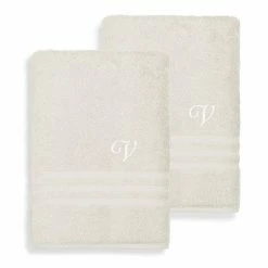 Linum Home Textiles Turkish Cotton Denzi 2-piece Personalized Bath Sheet Set
