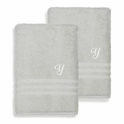 Linum Home Textiles Turkish Cotton Denzi 2-piece Personalized Bath Towel Set