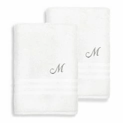 Linum Home Textiles Turkish Cotton Denzi 2-piece Personalized Bath Towel Set