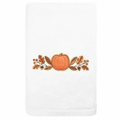 Linum Home Textiles Harvest Bounty Embroidered Luxury Turkish Cotton Hand Towel Sand