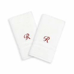 Linum Home Textiles Red Script Denzi Single Letter 2-pack Monogram Hand Towel