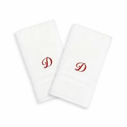 Linum Home Textiles Red Script Denzi Single Letter 2-pack Monogram Hand Towel -Linum Home Textiles store unnamed file 2230