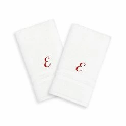 Linum Home Textiles Red Script Denzi Single Letter 2-pack Monogram Hand Towel -Linum Home Textiles store unnamed file 2238