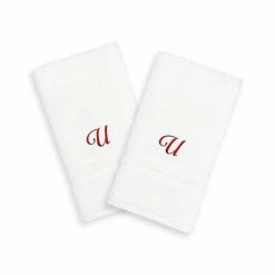 Linum Home Textiles Red Script Denzi Single Letter 2-pack Monogram Hand Towel -Linum Home Textiles store unnamed file 2241