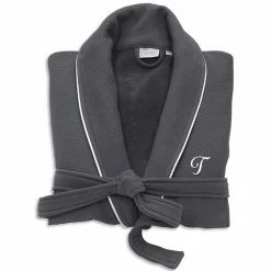 Linum Home Textiles Turkish Cotton Personalized Satin Piped Trim Waffle Terry Gray Bathrobe -Linum Home Textiles store unnamed file 2291
