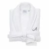 Linum Home Textiles Turkish Cotton Personalized Satin Piped Trim Waffle Terry White Bathrobe