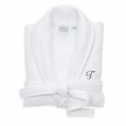 Linum Home Textiles Turkish Cotton Personalized Satin Piped Trim Waffle Terry White Bathrobe -Linum Home Textiles store unnamed file 2315