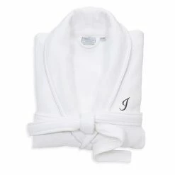 Linum Home Textiles Turkish Cotton Personalized Satin Piped Trim Waffle Terry White Bathrobe -Linum Home Textiles store unnamed file 2319